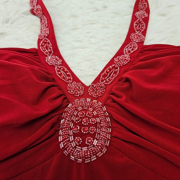 Spenser Jeremy Sz 10 Red Beaded Neckline Halter Y2k Babydoll Preppy Mini Dress - Picture 3 of 9